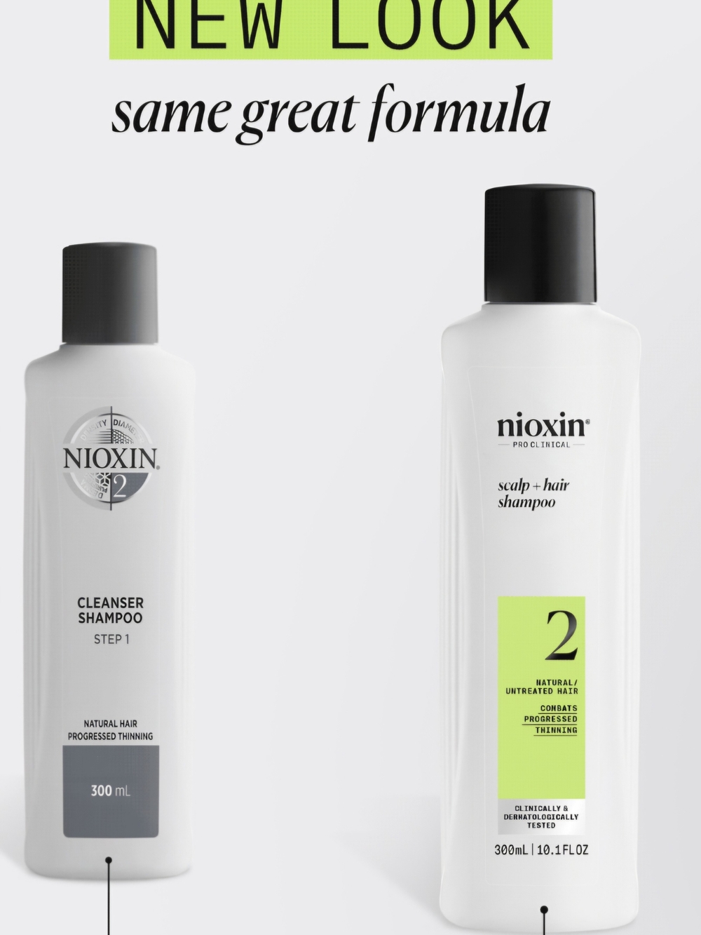 Nioxin System 2 Scalp + Hair Shampoo — White bottle with black cap